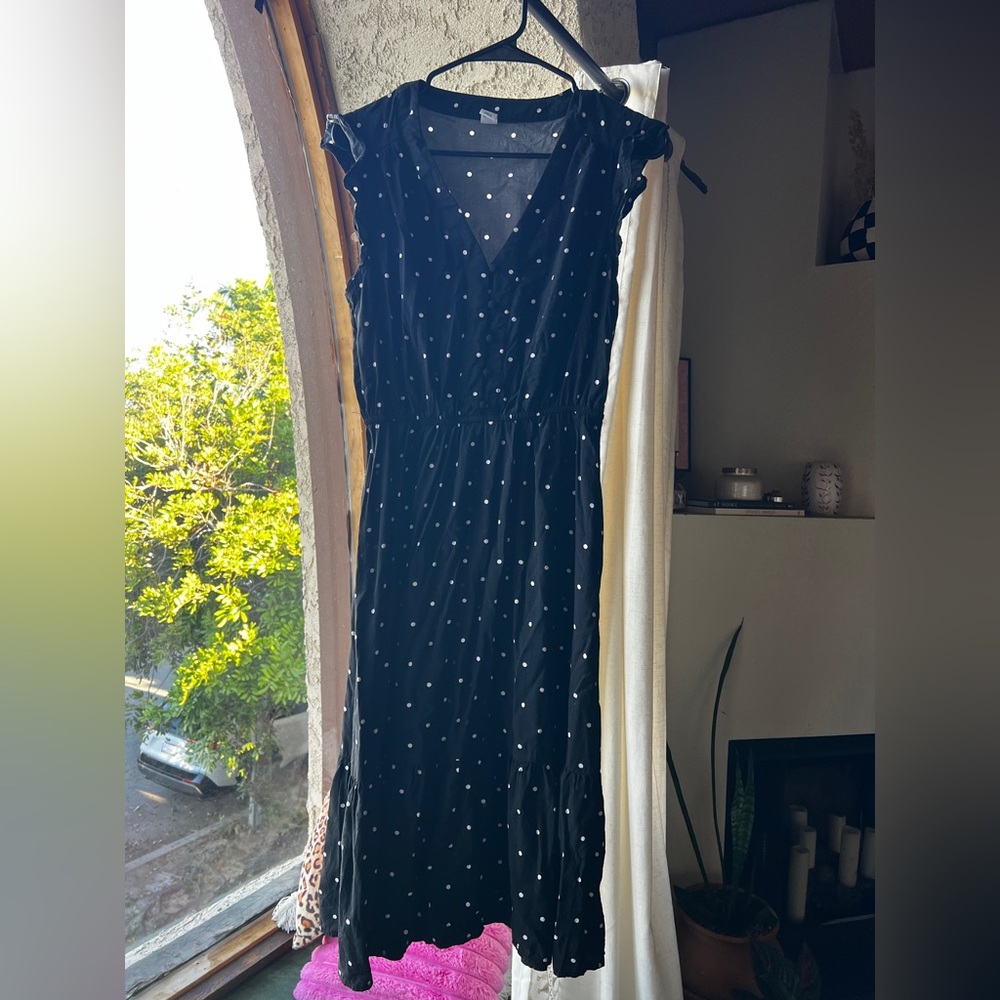 Old Navy Black Polka Dot Maxi Dress